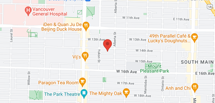 map of 334 W 14TH AVENUE
